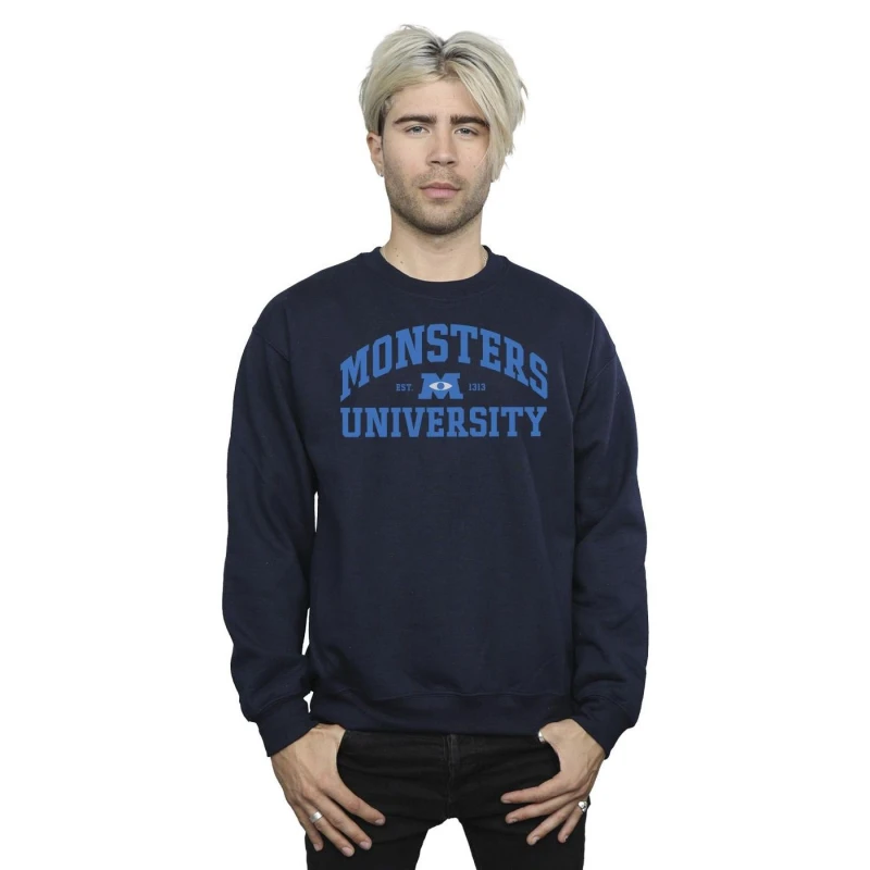 Image of Disney Men Monsters University Logo Sweatshirt in Navy Size: Small Navy S Male 5063283470477