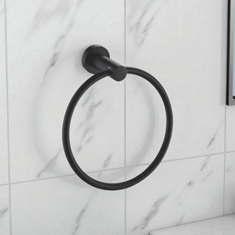 Image of Showerdrape Modernity Black Steel Wall Mounted Towel Ring