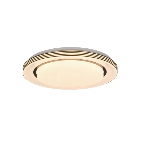 Image of Atria Modern 38cm Decorative Flush Ceiling Light Black Matt 3000-6000K Remote control