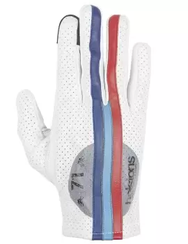 Image of Helstons Record Air Ete Leather White Blue Red Gloves T9