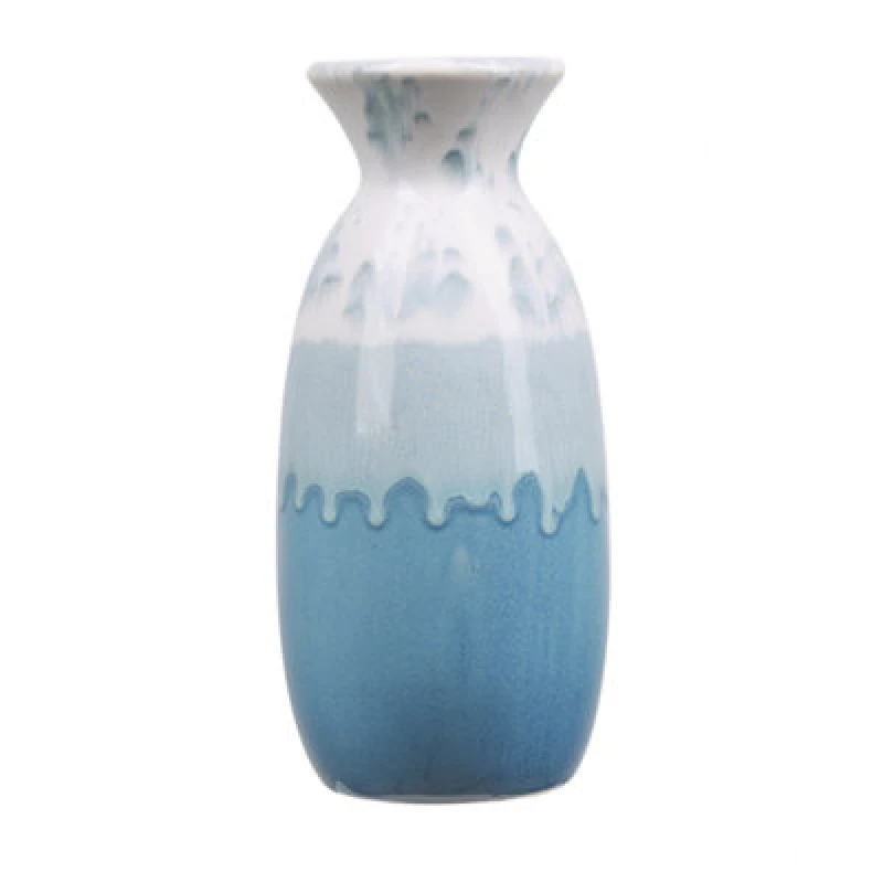 Image of Beliani Flower Vase Chalcis Stoneware 25cm Blue