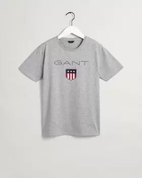 Image of GANT Teens Teen Boys Shield Logo T-Shirt (176) Grey