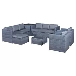 Image of Oseasons Malta Rattan 9 Seat U-shape Set In Ocean Grey