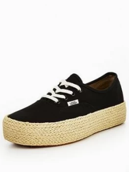 Image of Vans Authentic Platform Espadrille Black Size 7 Women