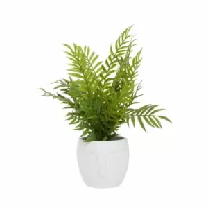 Image of Interiors By Ph Faux Fern In Ceramic Face Pot White