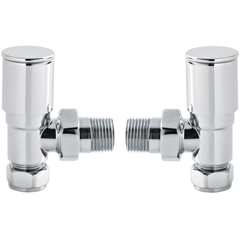 Image of HUDSON REED Hudson Reed - Minimalist Angled Radiator Valves Pair 82mm High- Chrome rv002