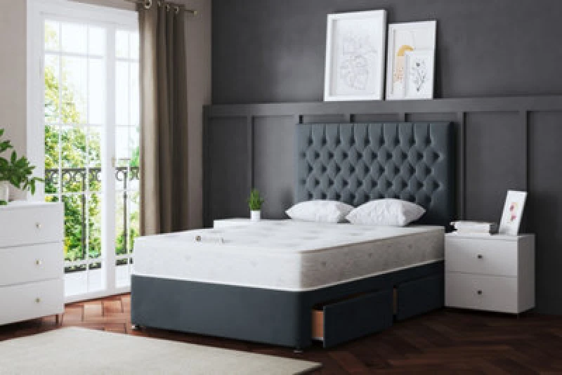 Image of DS LIVING Seraphine Steel Chesterfield Divan Bed With Two Drawers Double AM_CHSTFLD2D_DBL_ST