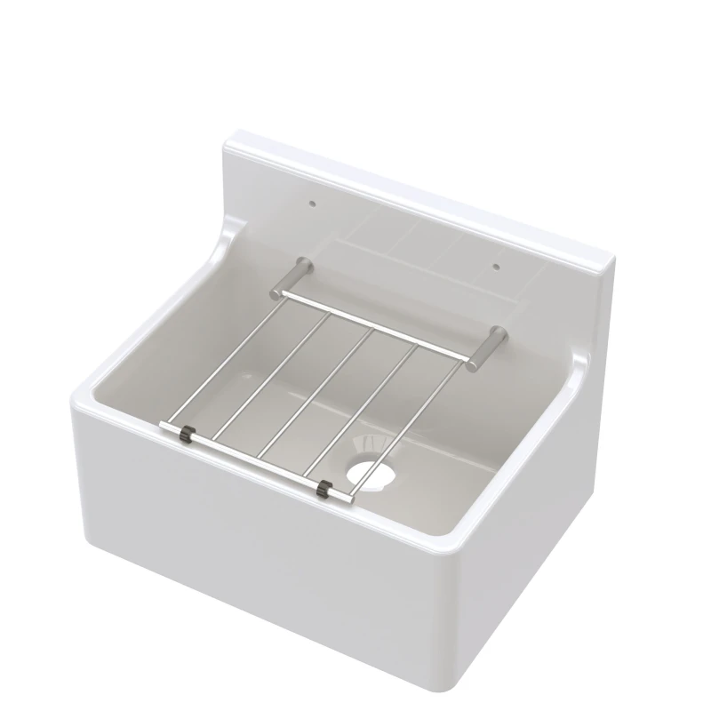 Image of Balterley White Single Bowl Fireclay Cleaner Sink with Grill 515 x 382 x 393mm White