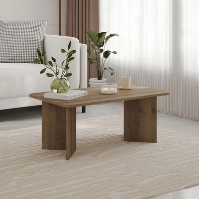 Image of Decortie Modern Radius Coffee Table 100Cm Dark Oak Effect, Brown 8.68363E+12