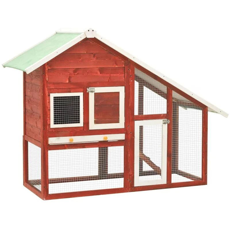 Image of VIDAXL Vidaxl - Rabbit Hutch Red and White 140x63x120cm Solid Firwood 8719883737942
