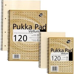 Image of Pukka Pad A4 Vellum Pad Wirebound Metallic 80gsm Ruled and Margin 120 Pages Pack 3