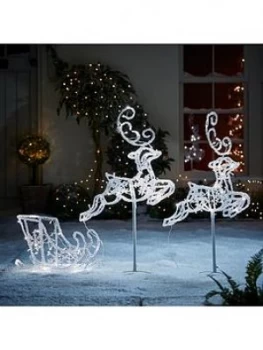 Image of Noma 96cm Flying Reindeers And Sleigh Indoor/Outdoor Christmas Decoration