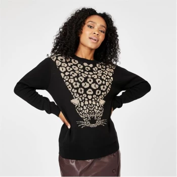 Image of Biba BIBA Leopard Print Knitted Jumper - Black