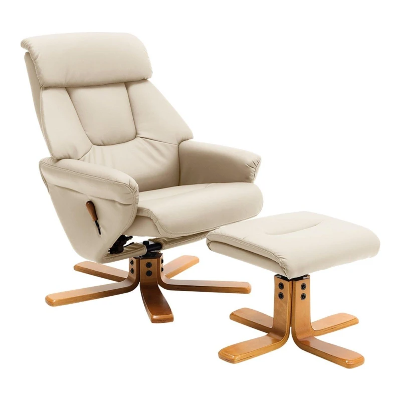 Image of Kabinet UK Swivel Linen Lounge Recliner with Ottoman Brown unisex One size