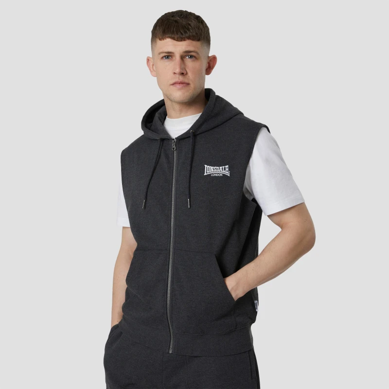 Image of Lonsdale Heavyweight Sleeveless Hoodie - Grey Grey XS