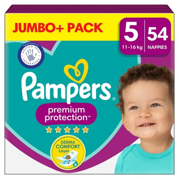 Image of Pampers Premium Protection Size 5 Jumbo Plus Pack 54 Nappies