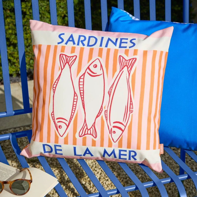 Image of Furn Mediterranean Sardines 45X45 Outdoor Polyester Cushion Pink/Orange Pink WXNPQ Unisex