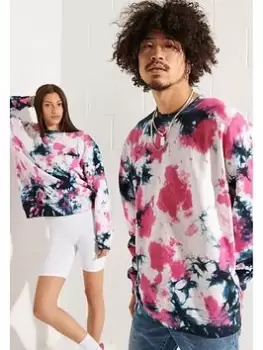 Image of Superdry Unisex Tie Dye Crew Sweatshirt - Pink, Size S-M, Women