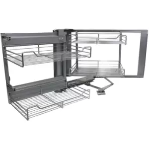 Image of Left Hand Corner Kitchen Pull Out Baskets, 90-100cm - Silver - Kukoo