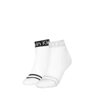 Image of Calvin Klein Klein 2 Pack of Logo Quarter Socks Womens - White