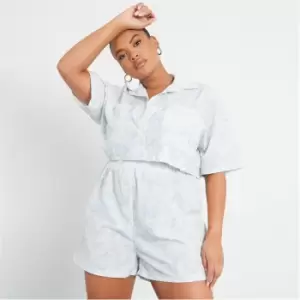Image of I Saw It First Plus Size Raw Hem Crop Shirt - Blue