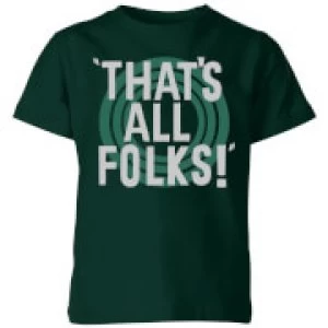 Image of Looney Tunes That's All Folks Kids T-Shirt - Forest Green - 9-10 Years