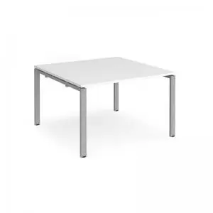 Image of Adapt square boardroom table 1200mm x 1200mm - silver frame and white
