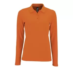 Image of SOLS Womens/Ladies Perfect Long Sleeve Pique Polo Shirt (XXL) (Orange)