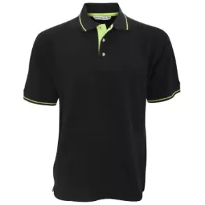Image of Kustom Kit Mens St. Mellion Mens Short Sleeve Polo Shirt (L) (Black/Lime)
