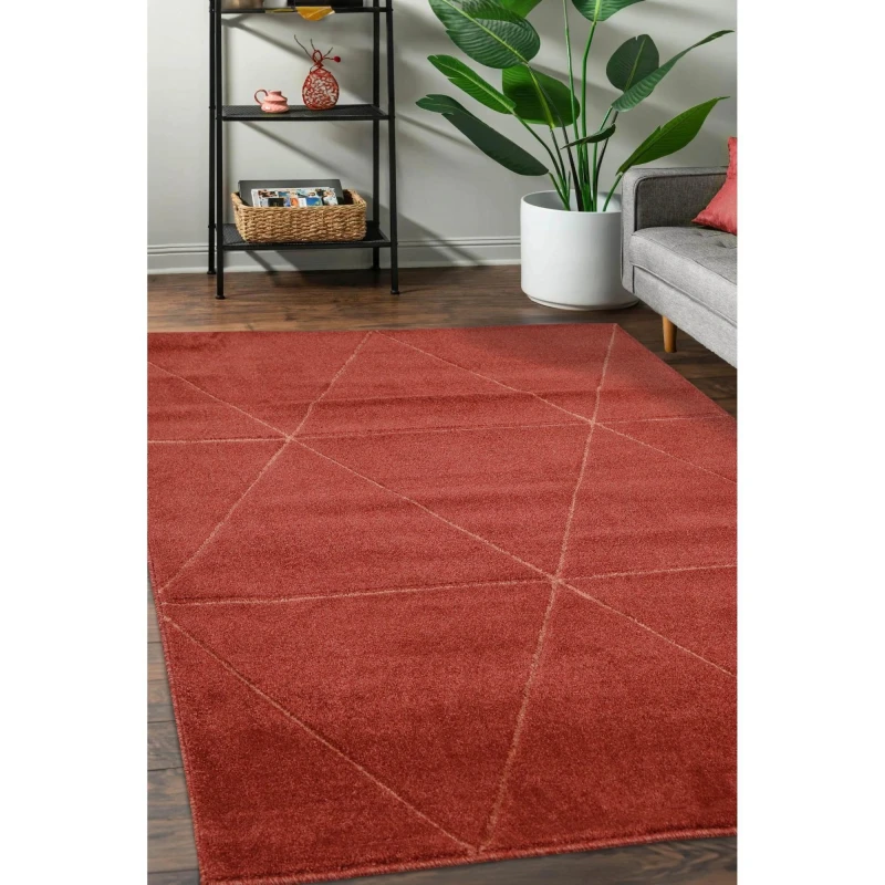 Image of Homemaker Sara Carved Triangle Rug RED - Homemaker - Size: 80X150 RED 80X150 WB94010