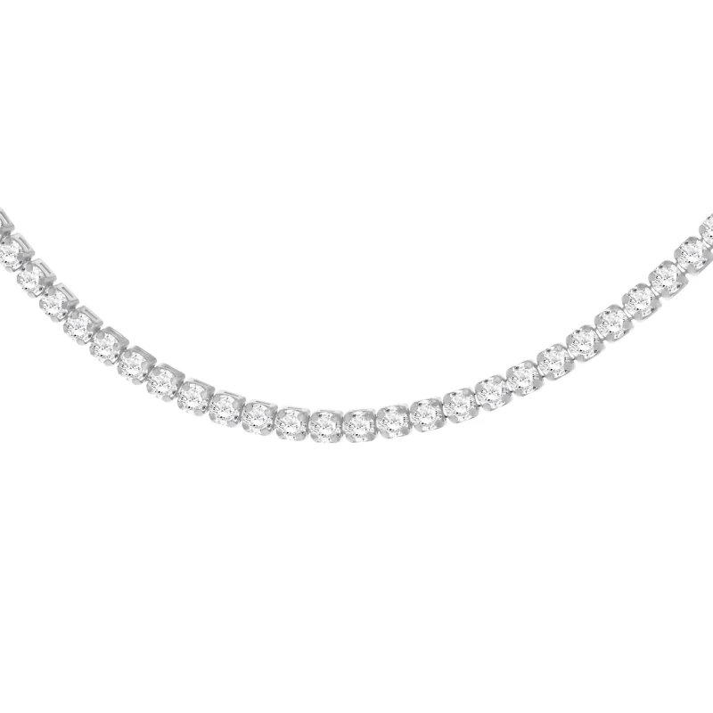 Image of Be You Sterling Silver CZ Tennis Necklace Necklaces 17" Silver 72302211170