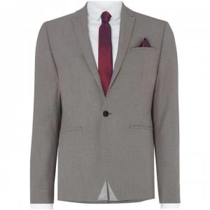 Image of Label Lab Kruger Skinny Fit Grey Texture Suit Jacket - Grey