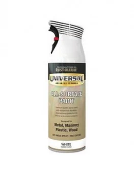 Image of Rust-Oleum Universal Metal And All-Surface Gloss Finish Spray Paint ; White 400ml