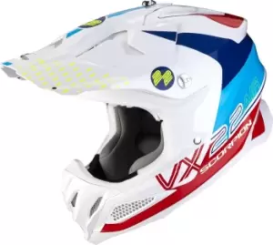 Image of Scorpion VX-22 Air Ares Motocross Helmet, white-red-blue, Size S, white-red-blue, Size S