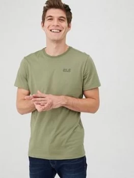 Image of Jack Wolfskin Organic Cotton T-Shirt - Khaki, Size S, Men