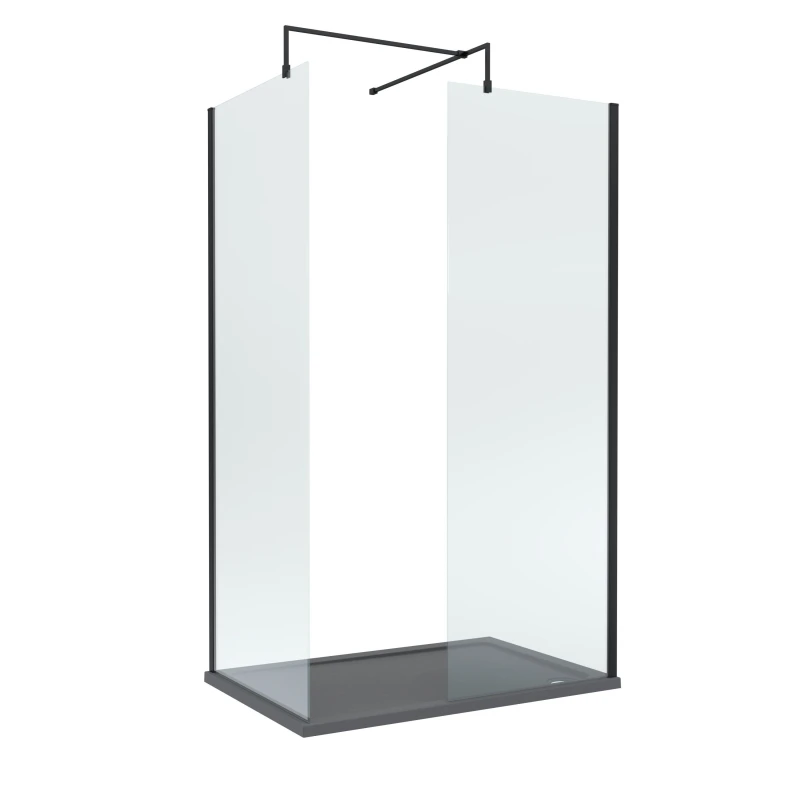 Image of Balterley 8mm Glass Wetroom Screens Black & Slate Grey Tray 1200 x 800mm Black Unisex