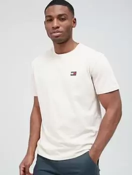Image of Tommy Jeans Classic Tommy XS Badge T-Shirt - Beige , Beige, Size L, Men
