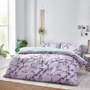 Image of Style Lab Marble Duvet Cover and Pillowcase Set Pastel (Multi Coloured)