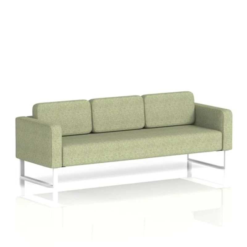 Image of Brixworth Office Sofa 3 Seater with White Legs in Rivet Fabric - Burnish