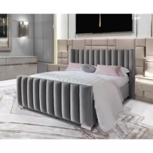 Image of Melina Upholstered Beds - Plush Velvet, Small Double Size Frame, Steel - Steel