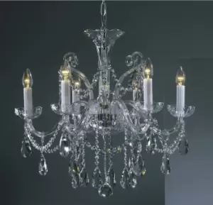 Image of Bila ornate clear glass 6 Arm Chandelier