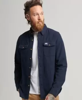 Image of Superdry Mens Organic Cotton Trailsman Flannel Shirt Navy / Eclipse Navy - Size: L