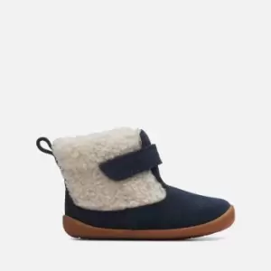 Image of Clarks Toddlers Roamer Moon Suede and Faux Fur Boots - UK 4.5 Toddler