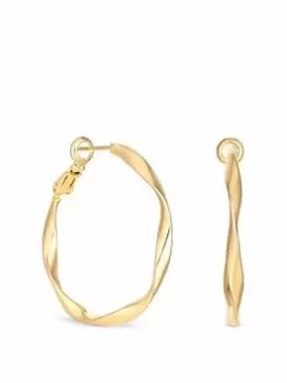 Image of Jon Richard Gold Plated Large Twist Hoop Earrings, Yellow Gold, Women