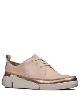 Image of Clarks Tri Clara Leather Trainer - Blush/Gold, Blush, Size 5, Women