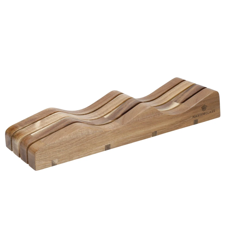 Image of MasterClass Acacia Wood In-Drawer Knife Block Brown unisex 6x10x35