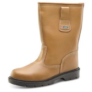 Image of Click Footwear Rigger Boot Unlined Steel Toe Cap PU Leather Size 7 Tan