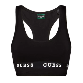 Image of Guess Core Stripe Logo Bra - Black