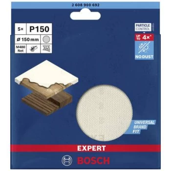 Image of Bosch Accessories EXPERT M480 2608900692 Router mesh sanding disc Unperforated Grit size 150 (Ø) 150 mm 5 pc(s)