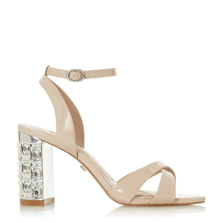 Image of Dune Natural 'Million' Mid Block Heel Ankle Strap Sandals - 3